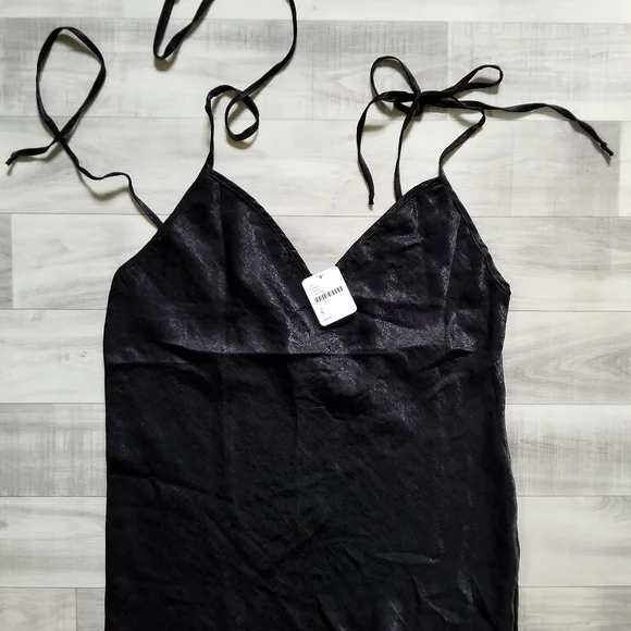 NWT Free People Tie Strap Slip Dress in Black - Picture 4 of 14